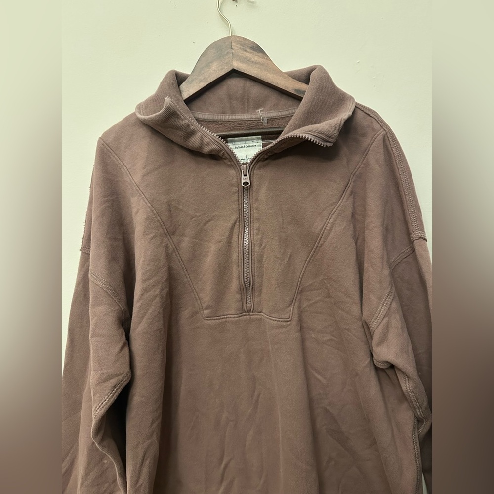 Abercrombie & Fitch Soft A&F Collection Brown Quarter Zip Pullover Sweatshirt S
